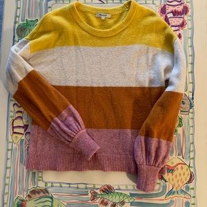Madewell Alpaca-Blend Yellow/Pink/Cream/Orange Crewneck Striped Sweater